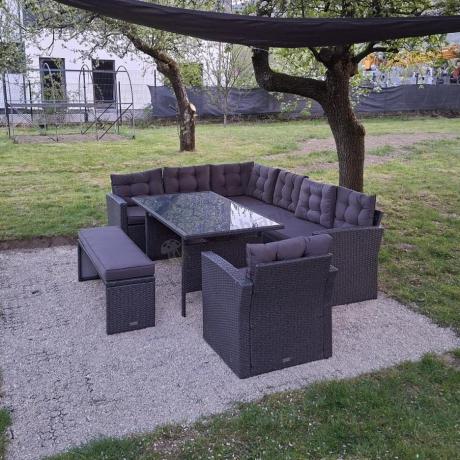 Ciemnoszary narożnik tarasowy z technorattanu Topiano Plus Antracite