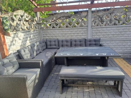 Ciemnoszary narożnik tarasowy z technorattanu Topiano Plus Antracite