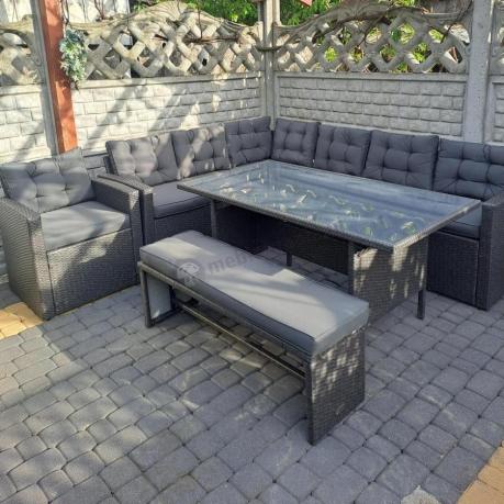 Ciemnoszary narożnik tarasowy z technorattanu Topiano Plus Antracite