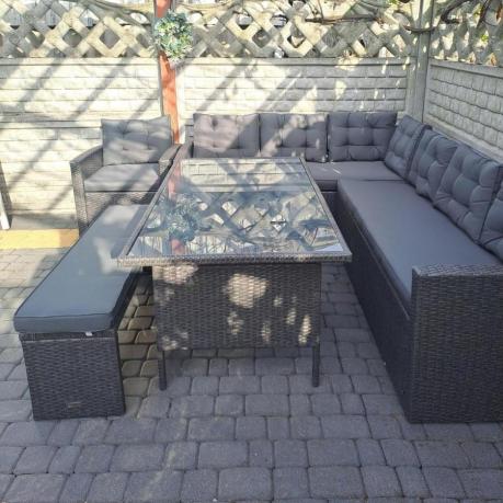 Ciemnoszary narożnik tarasowy z technorattanu Topiano Plus Antracite