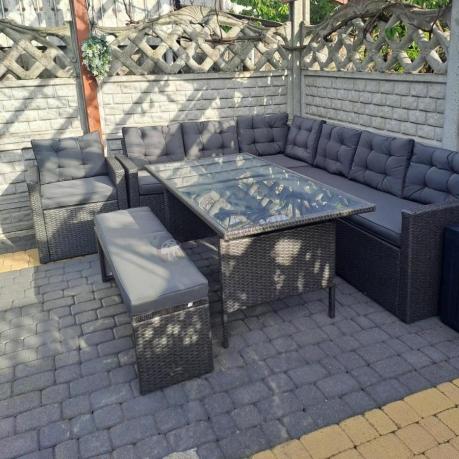Ciemnoszary narożnik tarasowy z technorattanu Topiano Plus Antracite