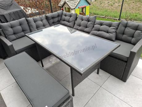 Ciemnoszary narożnik tarasowy z technorattanu Topiano Plus Antracite