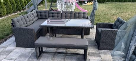 Ciemnoszary narożnik tarasowy z technorattanu Topiano Plus Antracite