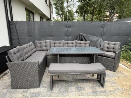 Ciemnoszary narożnik tarasowy z technorattanu Topiano Plus Antracite