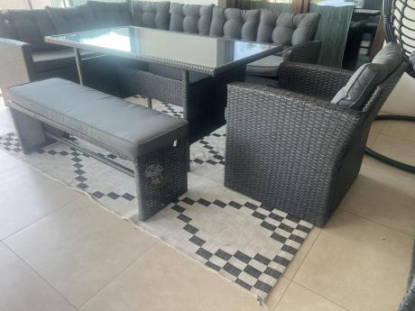 Ciemnoszary narożnik tarasowy z technorattanu Topiano Plus Antracite