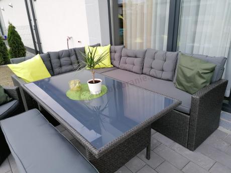 Ciemnoszary narożnik tarasowy z technorattanu Topiano Plus Antracite