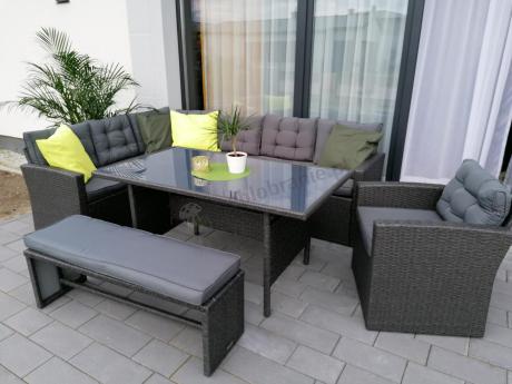 Ciemnoszary narożnik tarasowy z technorattanu Topiano Plus Antracite