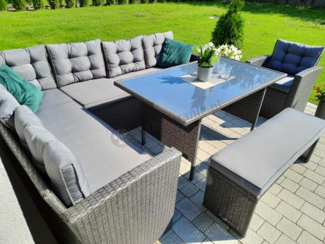 Ciemnoszary narożnik tarasowy z technorattanu Topiano Plus Antracite