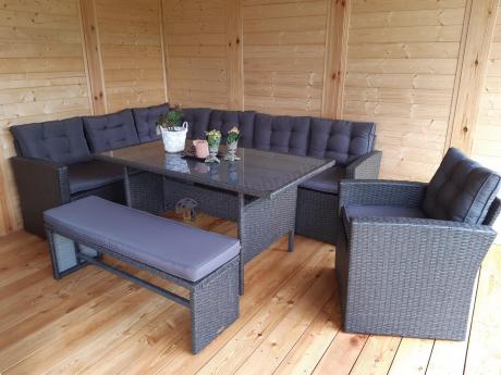 Ciemnoszary narożnik tarasowy z technorattanu Topiano Plus Antracite