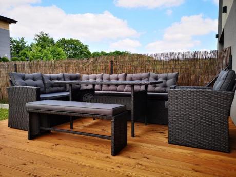 Ciemnoszary narożnik tarasowy z technorattanu Topiano Plus Antracite