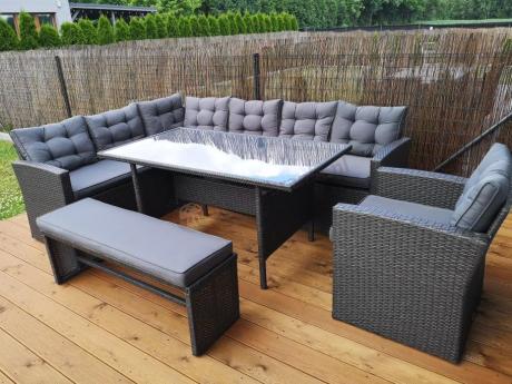 Ciemnoszary narożnik tarasowy z technorattanu Topiano Plus Antracite