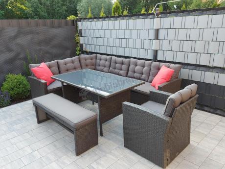 Ciemnoszary narożnik tarasowy z technorattanu Topiano Plus Antracite