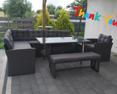 Ciemnoszary narożnik tarasowy z technorattanu Topiano Plus Antracite