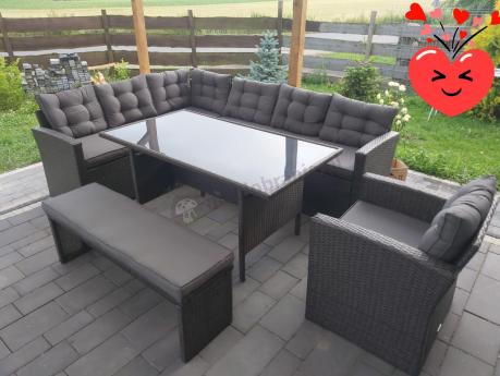 Ciemnoszary narożnik tarasowy z technorattanu Topiano Plus Antracite