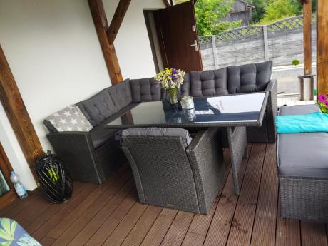 Ciemnoszary narożnik tarasowy z technorattanu Topiano Plus Antracite