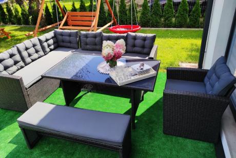 Ciemnoszary narożnik tarasowy z technorattanu Topiano Plus Antracite