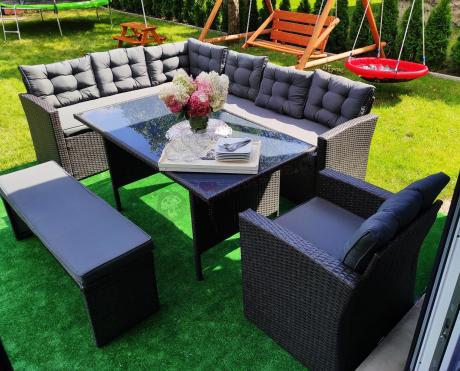 Ciemnoszary narożnik tarasowy z technorattanu Topiano Plus Antracite