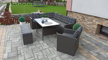 Ciemnoszary narożnik tarasowy z technorattanu Topiano Plus Antracite