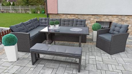 Ciemnoszary narożnik tarasowy z technorattanu Topiano Plus Antracite