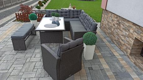 Ciemnoszary narożnik tarasowy z technorattanu Topiano Plus Antracite