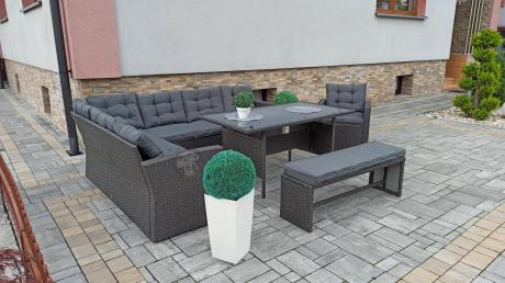 Ciemnoszary narożnik tarasowy z technorattanu Topiano Plus Antracite