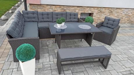 Ciemnoszary narożnik tarasowy z technorattanu Topiano Plus Antracite