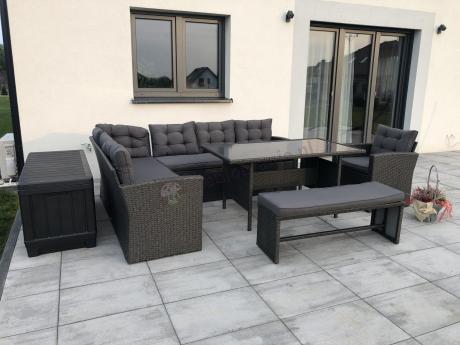 Ciemnoszary narożnik tarasowy z technorattanu Topiano Plus Antracite