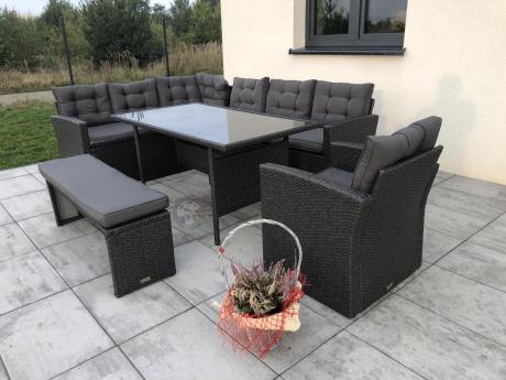 Ciemnoszary narożnik tarasowy z technorattanu Topiano Plus Antracite