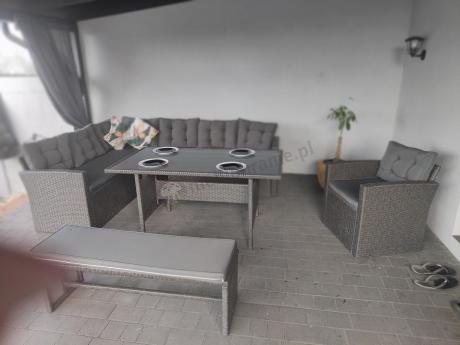Ciemnoszary narożnik tarasowy z technorattanu Topiano Plus Antracite