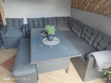 Ciemnoszary narożnik tarasowy z technorattanu Topiano Plus Antracite