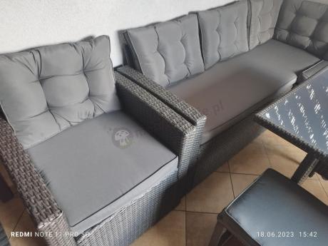 Ciemnoszary narożnik tarasowy z technorattanu Topiano Plus Antracite