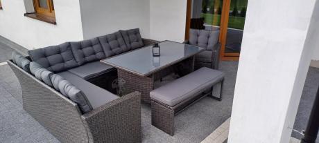 Ciemnoszary narożnik tarasowy z technorattanu Topiano Plus Antracite