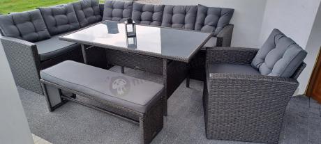 Ciemnoszary narożnik tarasowy z technorattanu Topiano Plus Antracite