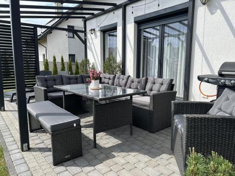 Ciemnoszary narożnik tarasowy z technorattanu Topiano Plus Antracite