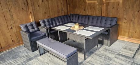 Ciemnoszary narożnik tarasowy z technorattanu Topiano Plus Antracite