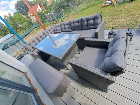 Ciemnoszary narożnik tarasowy z technorattanu Topiano Plus Antracite