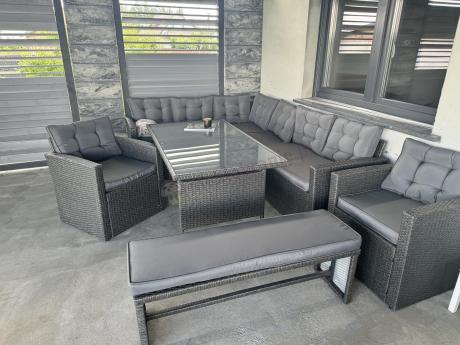 Ciemnoszary narożnik tarasowy z technorattanu Topiano Plus Antracite