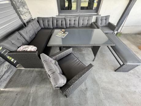 Ciemnoszary narożnik tarasowy z technorattanu Topiano Plus Antracite