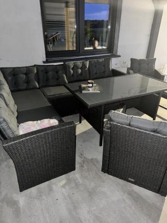 Ciemnoszary narożnik tarasowy z technorattanu Topiano Plus Antracite
