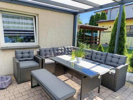 Ciemnoszary narożnik tarasowy z technorattanu Topiano Plus Antracite