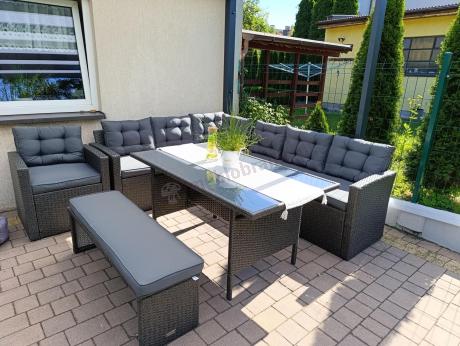 Ciemnoszary narożnik tarasowy z technorattanu Topiano Plus Antracite