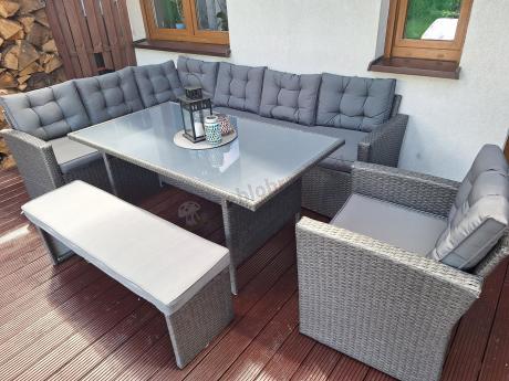 Ciemnoszary narożnik tarasowy z technorattanu Topiano Plus Antracite