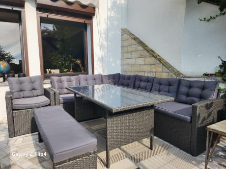 Ciemnoszary narożnik tarasowy z technorattanu Topiano Plus Antracite