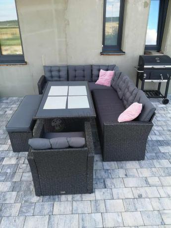 Ciemnoszary narożnik tarasowy z technorattanu Topiano Plus Antracite