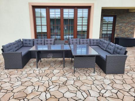 Ciemnoszary narożnik tarasowy z technorattanu Topiano Plus Antracite