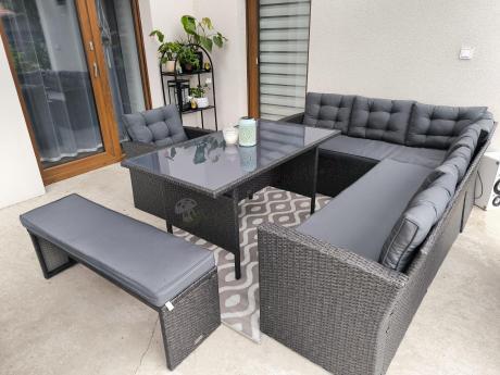 Ciemnoszary narożnik tarasowy z technorattanu Topiano Plus Antracite