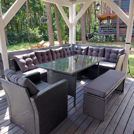 Ciemnoszary narożnik tarasowy z technorattanu Topiano Plus Antracite