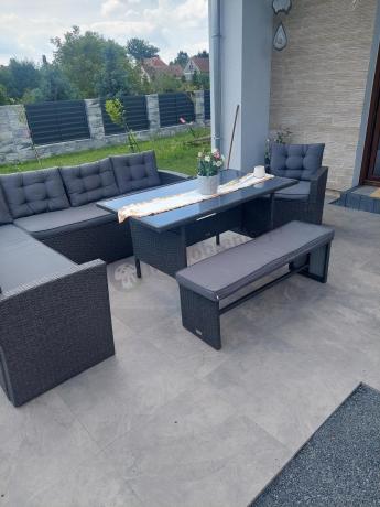 Ciemnoszary narożnik tarasowy z technorattanu Topiano Plus Antracite