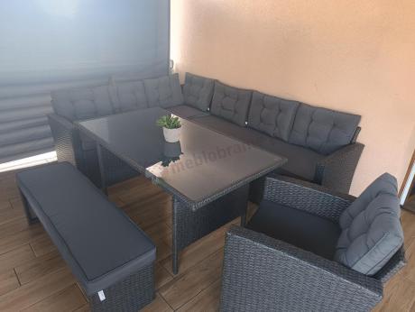 Ciemnoszary narożnik tarasowy z technorattanu Topiano Plus Antracite