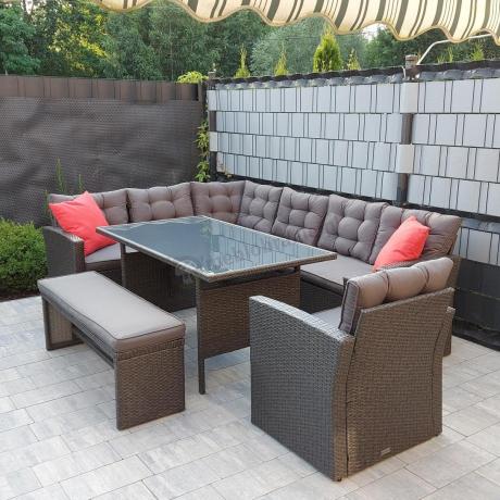 Ciemnoszary narożnik tarasowy z technorattanu Topiano Plus Antracite